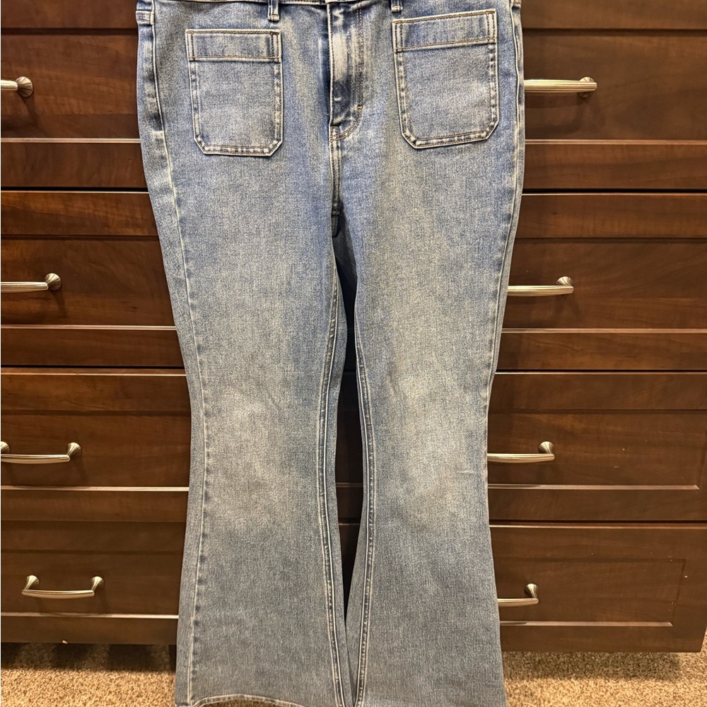 White House Black Market High Rise Novelty Waist Flare Jeans